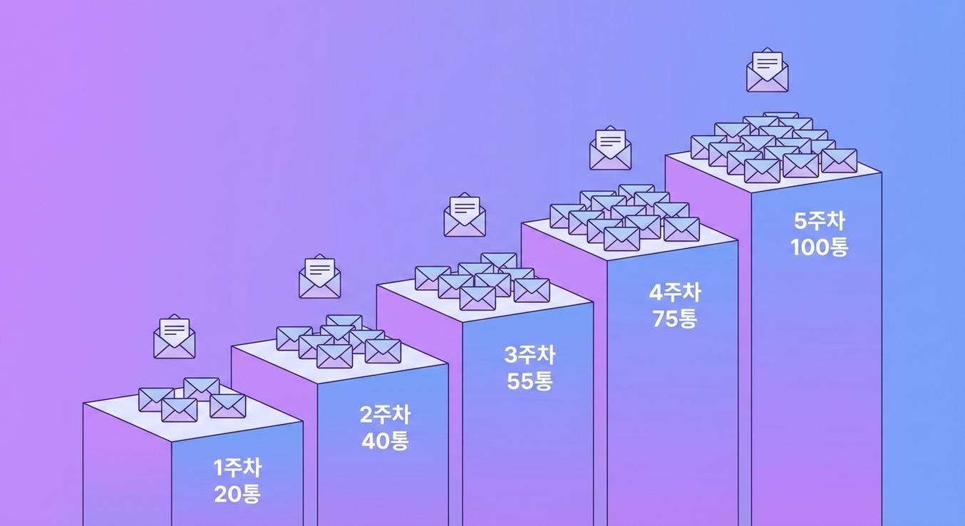 신규 도메인 워밍업 일정 시각화 인포그래픽