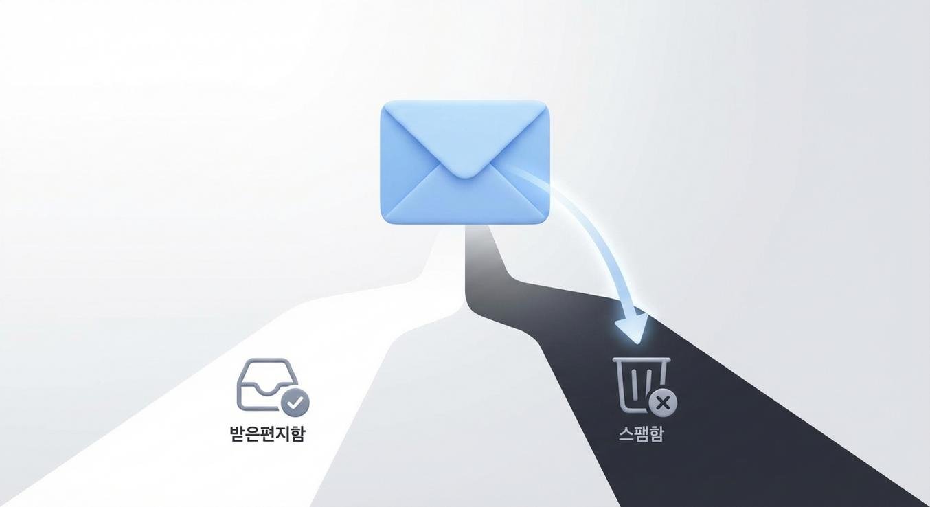 이메일 발송부터 수신자 받은편지함까지의 여정, 스팸함으로 빠지는 분기점 시각화