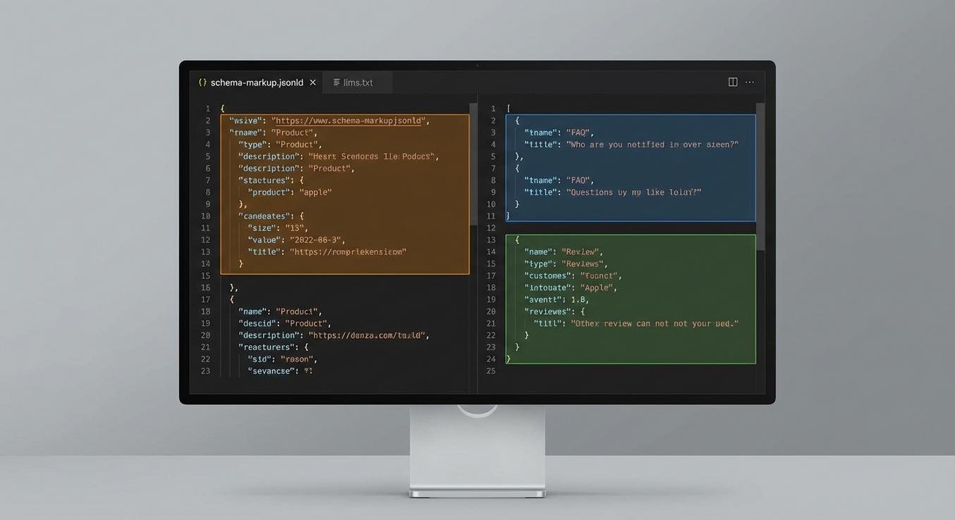 Structured Data와 llms.txt 적용 웹페이지 구조 예시