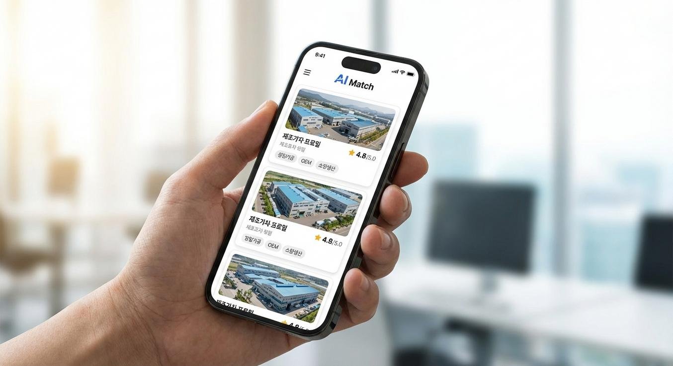 전통적 B2B 거래 방식과 AI 기반 매칭의 프로세스 비교 인포그래픽
